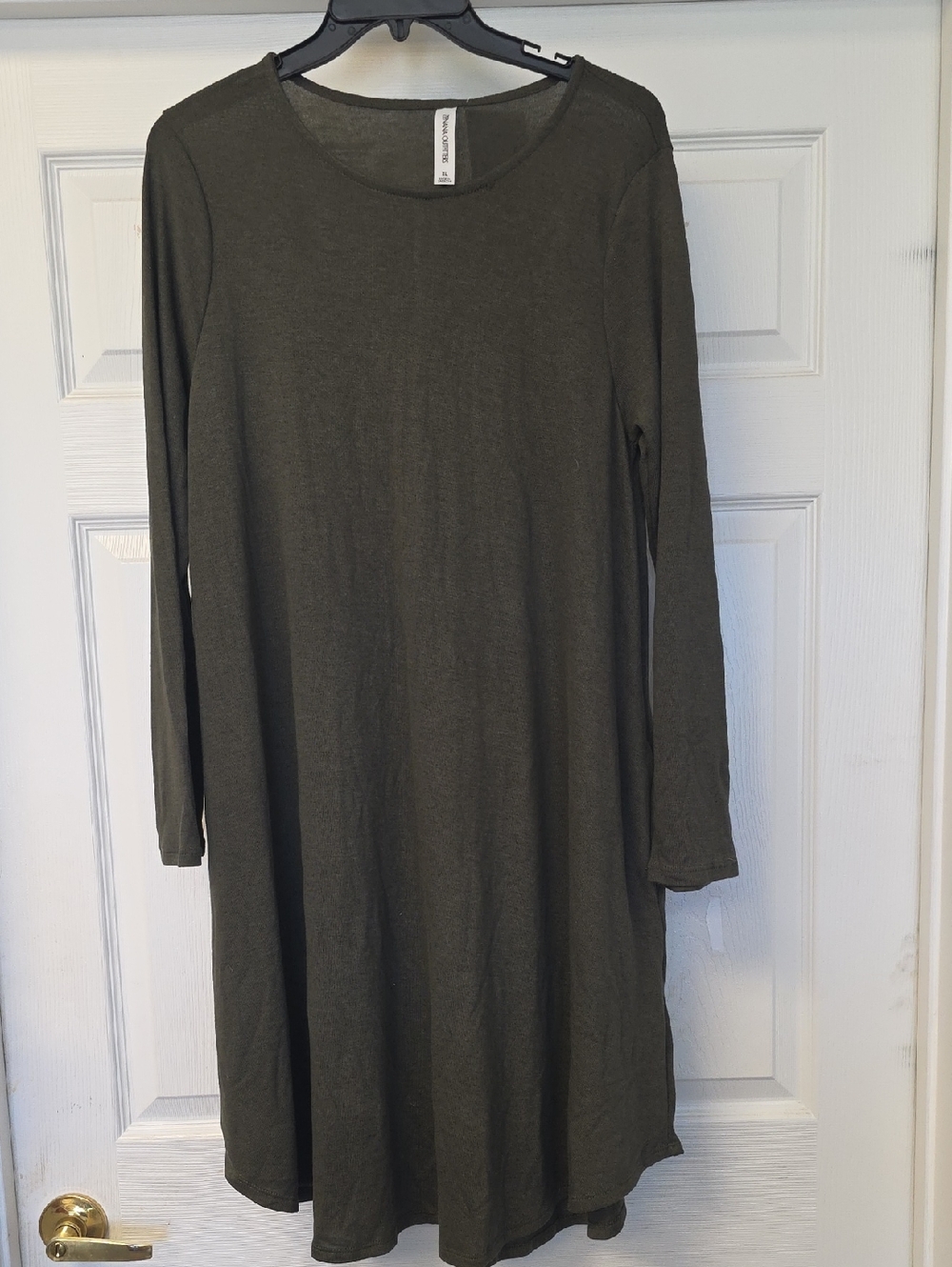 Zenana Outfitters Olive Green Long Sleeve Swing Dress